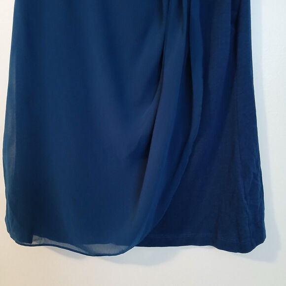 ELLE Blue Tie Knot Sleeveless Pima Cotton Blend Top Blouse Medium EL20027 NEW - Picture 3 of 9